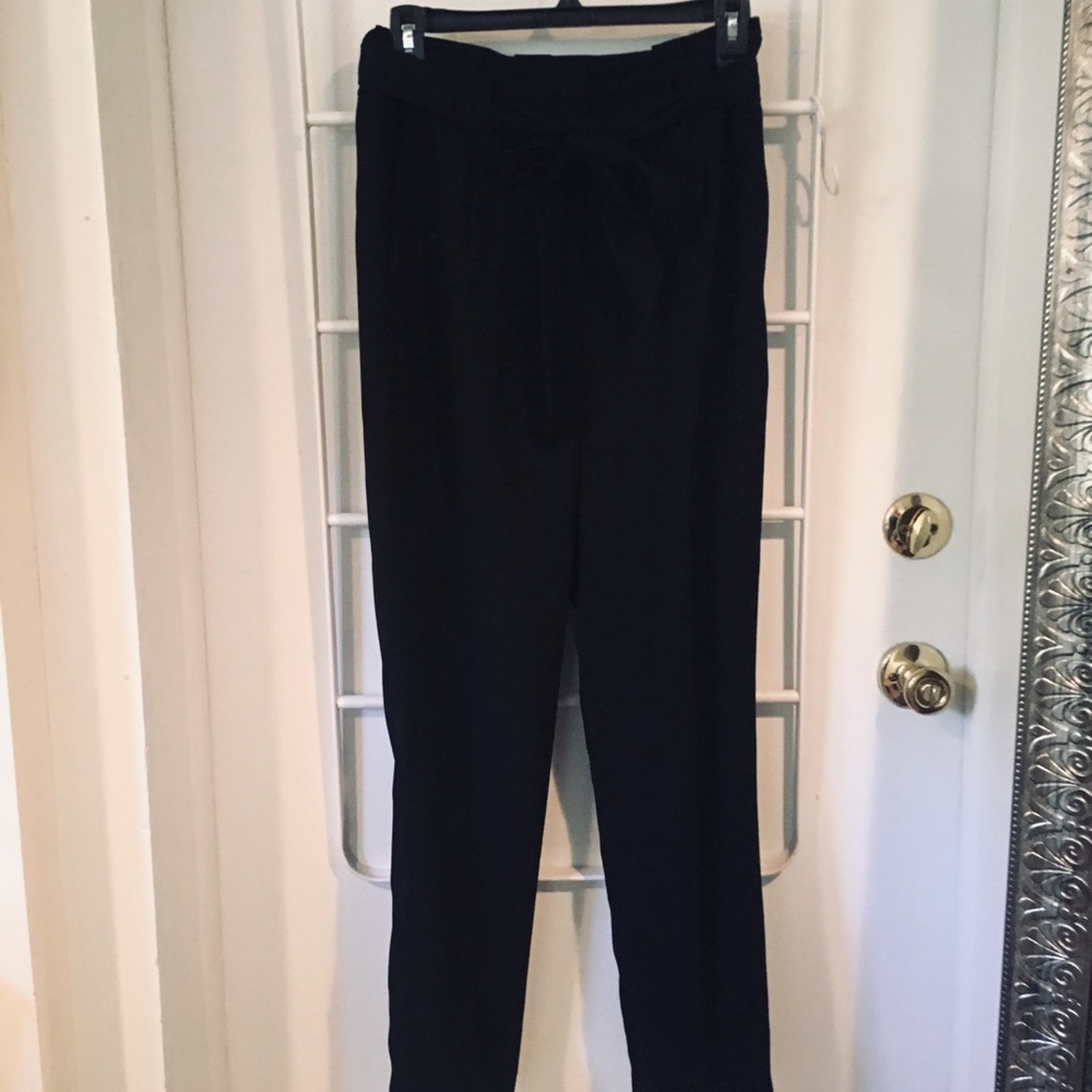 black bow tie front dress pant
